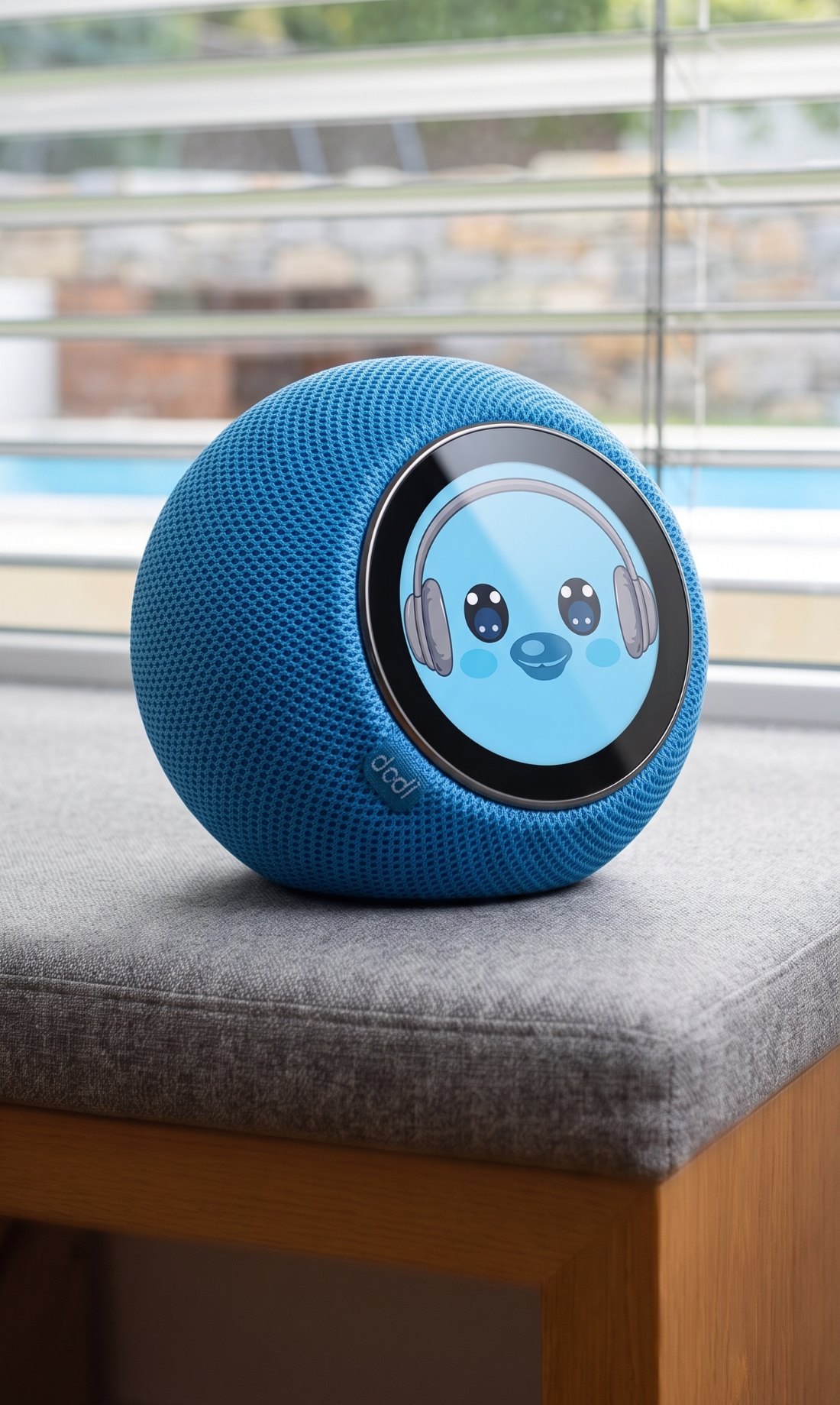 The dodi device, a soft blue spherical device with a friendly face